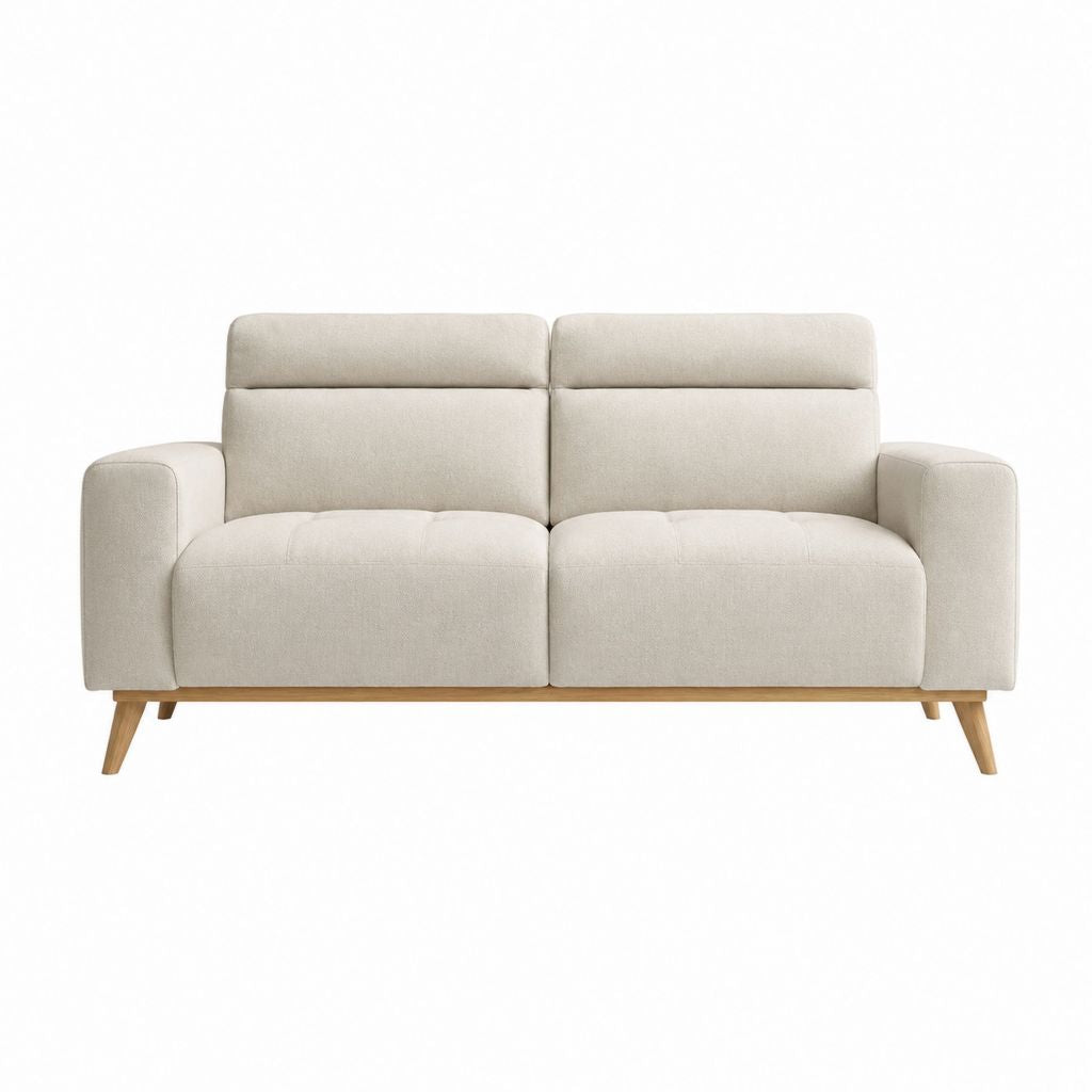 2-Sitzer Sofa Beige aus Polyester Rechteckig mit Massivholzfüßen 160 x 90 x 90 cm
