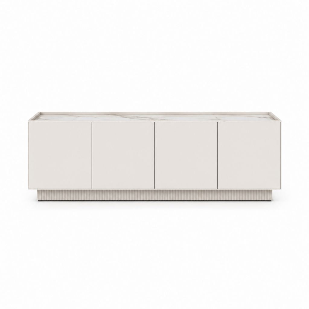 TV Lowboard Weiß aus MDF mit Marmoroptik 180 x 40 x 60 cm