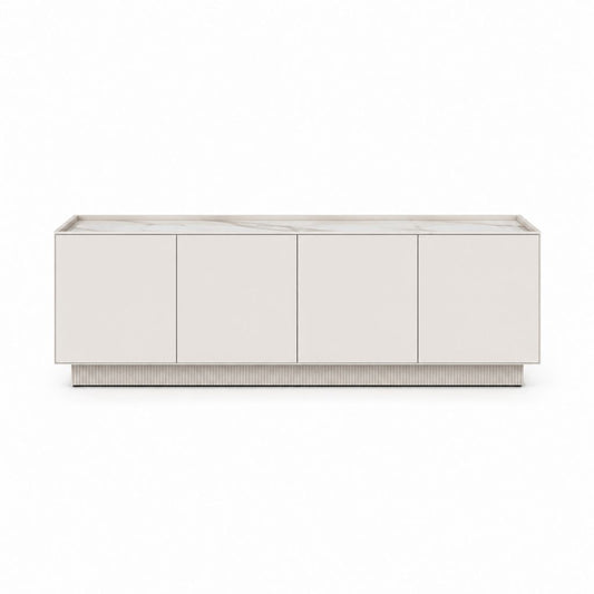 TV Lowboard Weiß aus MDF mit Marmoroptik 180 x 40 x 60 cm