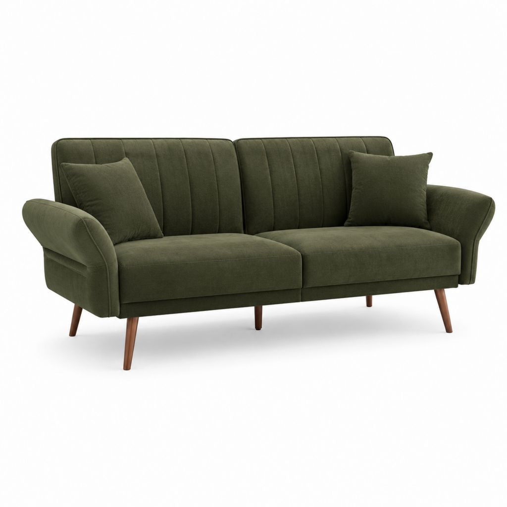 2-Sitzer Sofa Olivgrün mit Polyester-Samtbezug 160 x 82 x 84 cm
