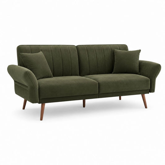 2-Sitzer Sofa Olivgrün mit Polyester-Samtbezug 160 x 82 x 84 cm