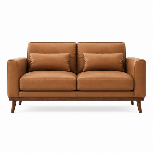 2-Sitzer Sofa Cognac PU-Kunstleder Rechteckig 160 x 88 x 85 cm