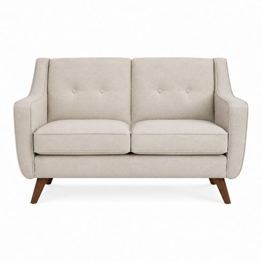2-Sitzer Sofa Beige mit Polyesterbezug und Massivholzfüßen 130 x 80 x 90 cm