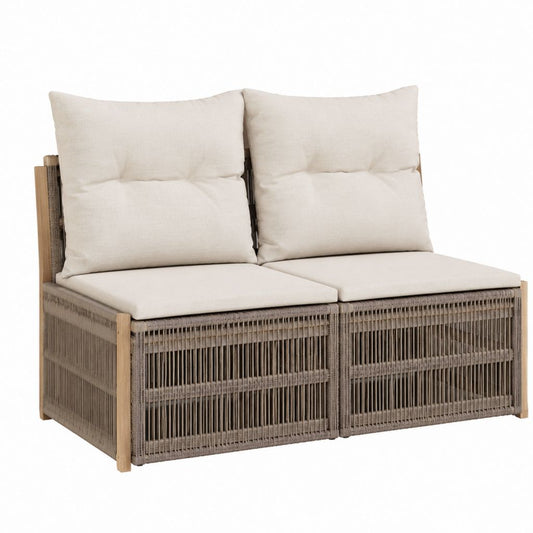 2-Sitzer Gartensofa Beige aus Teakholz und Polypropylen-Geflecht 160 x 80 x 75 cm