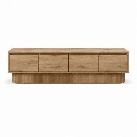 TV-Lowboard Eichenfurnier rechteckig mit 4 Türen 180 x 40 x 55 cm