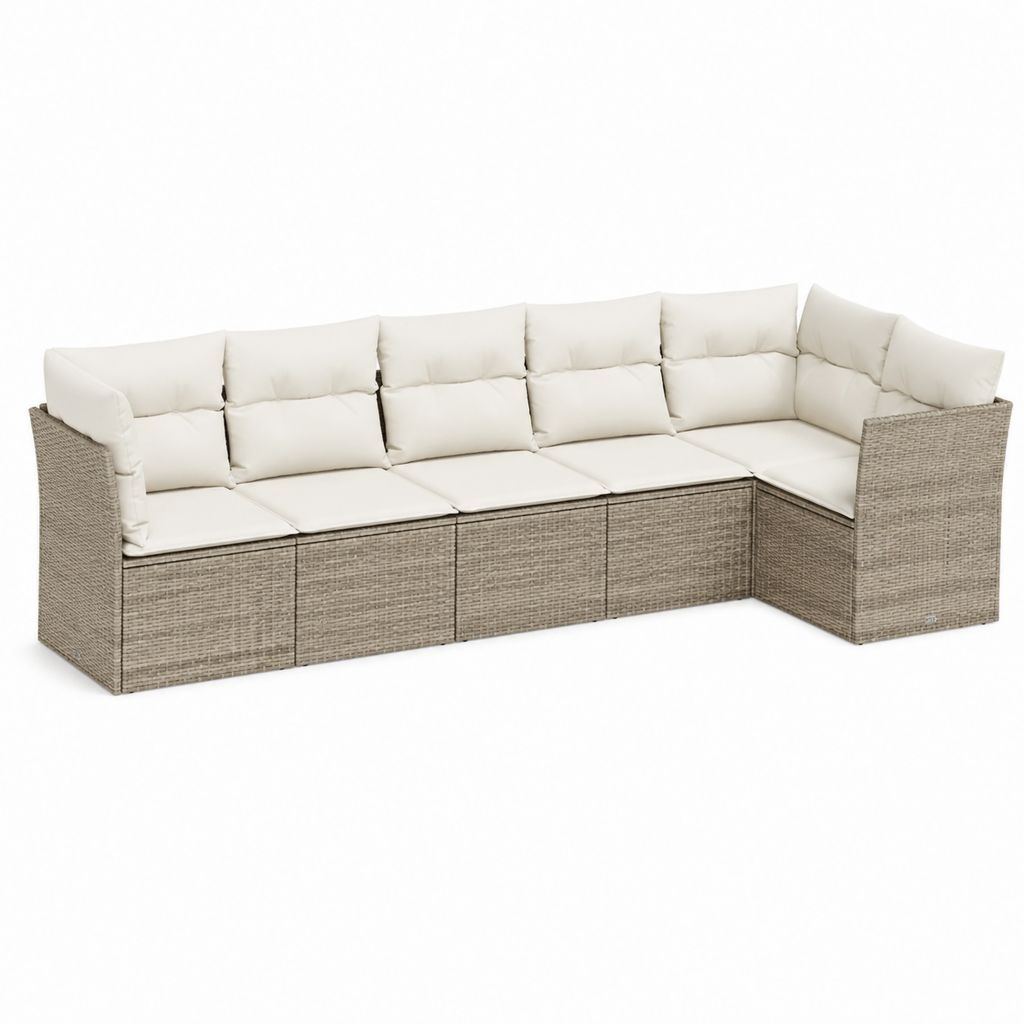 5-Sitzer Gartenlounge Ecksofa Beige Polyrattan Aluminium 310 x 230 x 85 cm