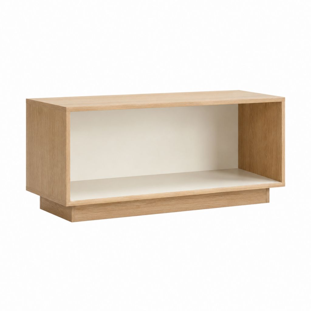TV Lowboard Eiche natur Weiß aus melaminbeschichteter Spanplatte rechteckig 90 x 40 x 45 cm